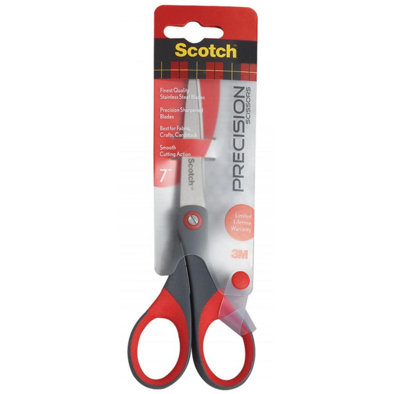 Nożyczki biurowe SCOTCH® (1447), precyzyjne, 18cm, czerwono-szare
