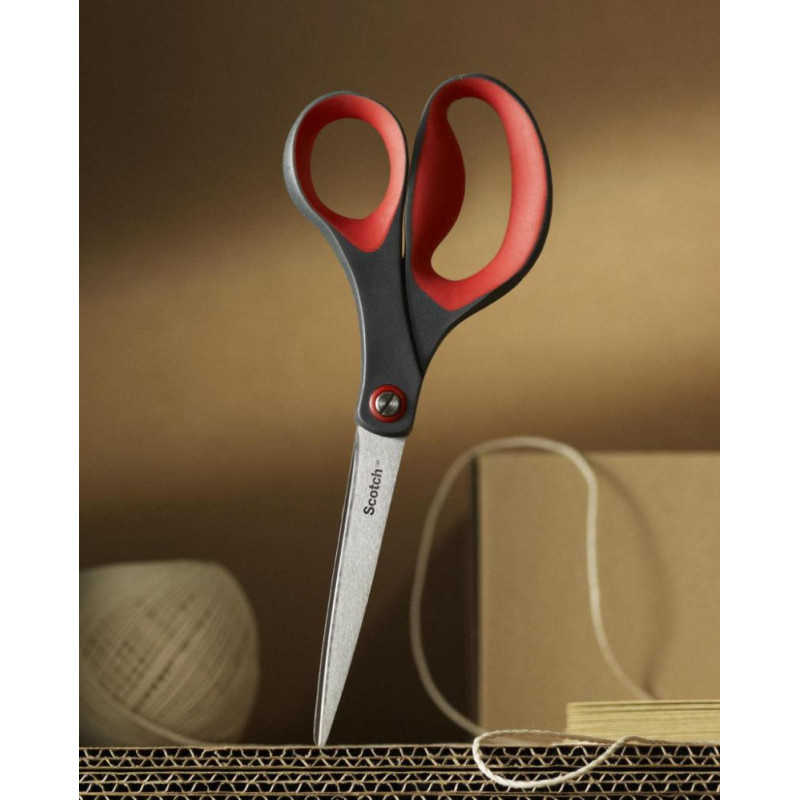 Nożyczki biurowe SCOTCH® (1447), precyzyjne, 18cm, czerwono-szare