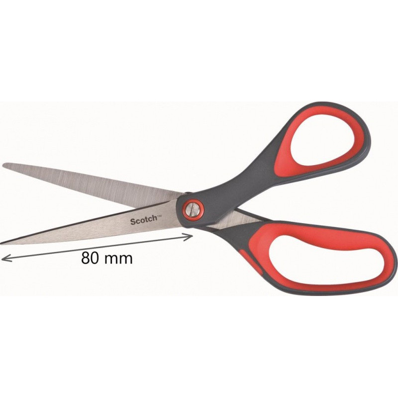 Nożyczki biurowe SCOTCH® (1448), precyzyjne, 20,5cm, czerwono-szare