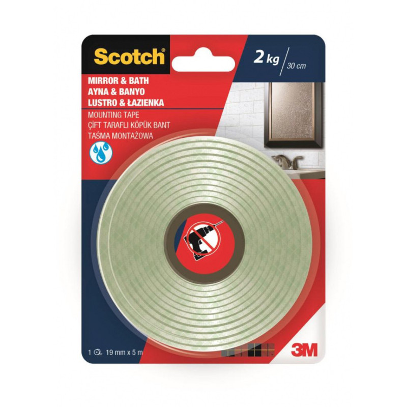 Taśma montażowa SCOTCH®, łazienka, 19mm x 5m, biała