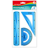 Zestaw geometryczny KEYROAD Flexible średni, z linijką 20cm, zawieszka, mix kolorów