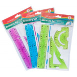 Zestaw geometryczny KEYROAD Flexible średni, z linijką 20cm, zawieszka, mix kolorów