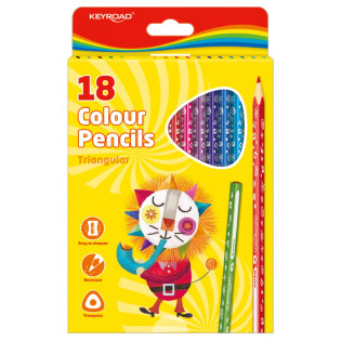 Kredki ołówkowe KEYROAD, trójkątne, 18szt., mix kolorów