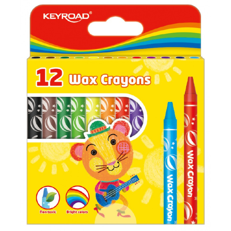 Kredki świecowe KEYROAD, 12szt., 8mm, mix kolorów