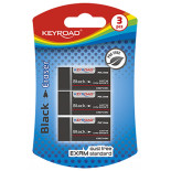 Gumka uniwersalna KEYROAD Black, 3szt., blister, czarna