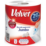 Ręcznik w roli celulozowy VELVET Jumbo, 2-warstwowy, 500 listków, biały