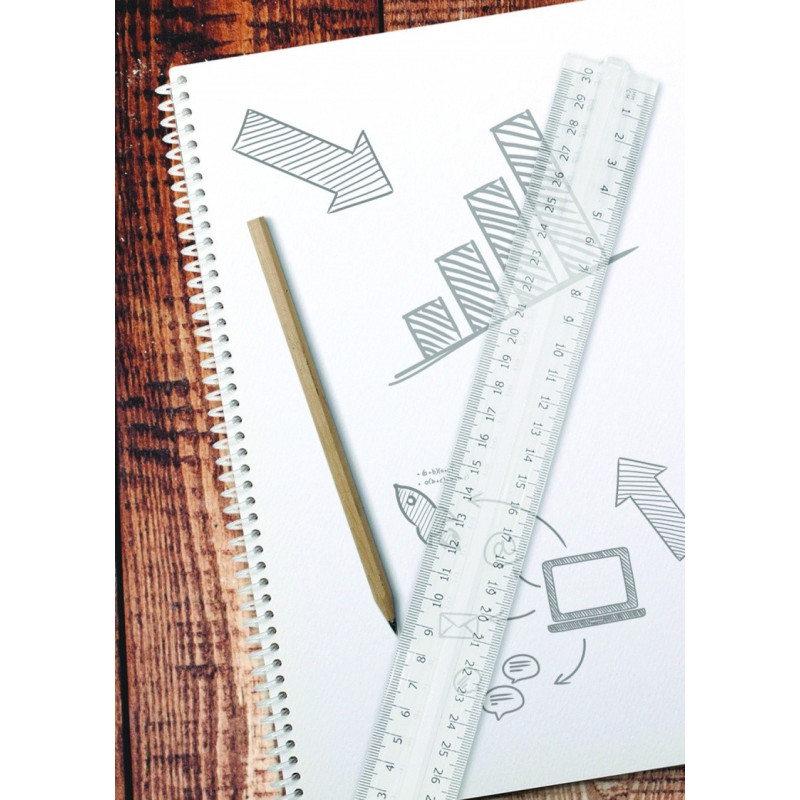 Linijka z uchwytem DONAU, 30cm, zawieszka, transparentna