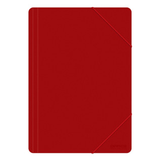 Teczka z gumką OFFICE PRODUCTS, A4, PP, 500mikr., 3-skrz., czerwona