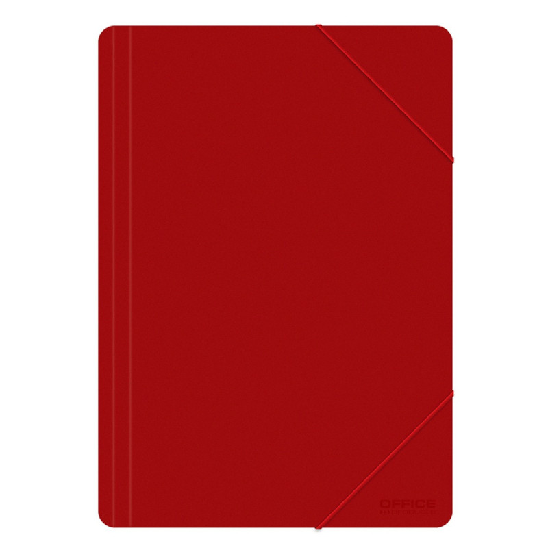 Teczka z gumką OFFICE PRODUCTS, A4, PP, 500mikr., 3-skrz., czerwona