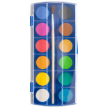 Farby akwarelowe KEYROAD, zawieszka, z pędzelkiem, 12 kolorów