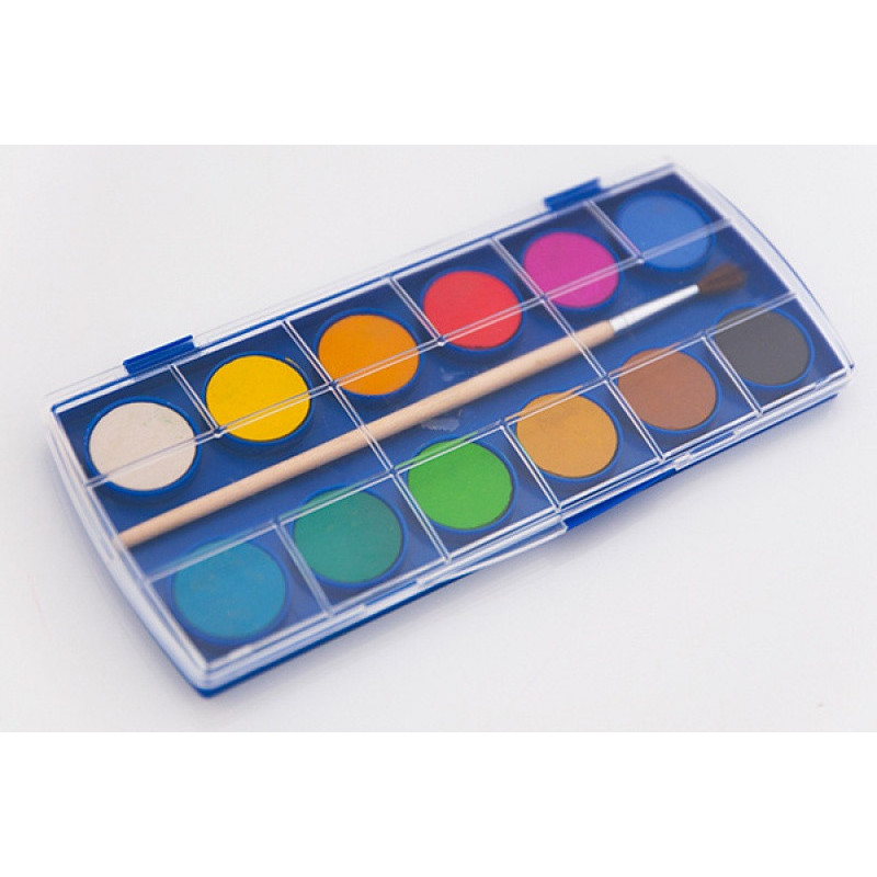 Farby akwarelowe KEYROAD, zawieszka, z pędzelkiem, 12 kolorów