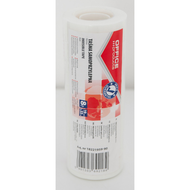 Taśma biurowa OFFICE PRODUCTS, 19mm, 33m, 8szt., matowa