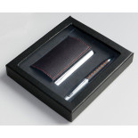 Zestaw długopis+wizytownik Krezon, brązowy