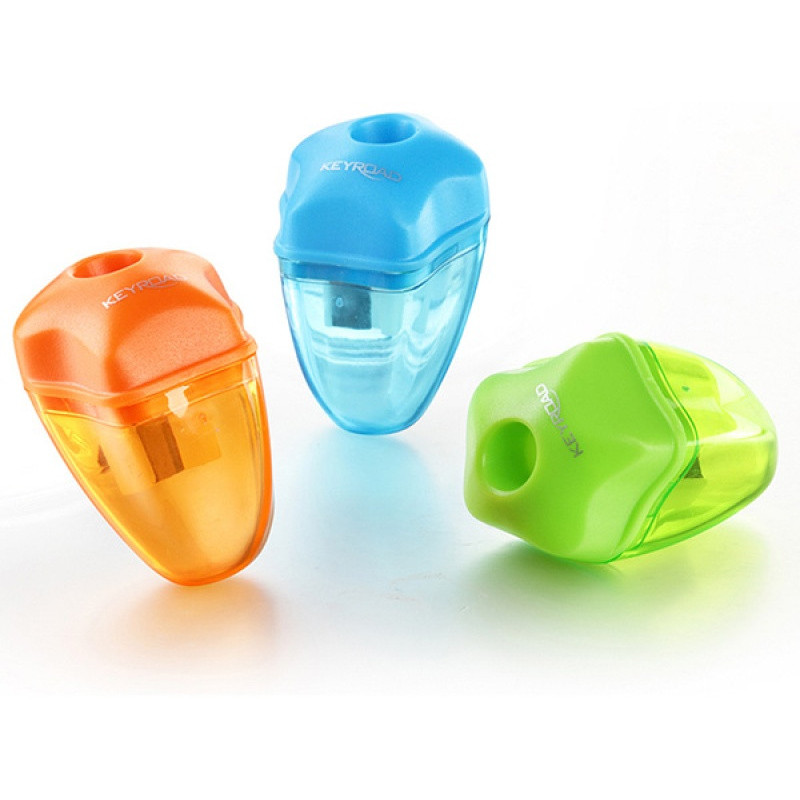 Temperówka KEYROAD Star, plastikowa, pojedyncza, z pojemnikiem, pakowane na displayu, mix kolorów