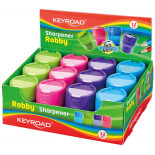 Temperówka KEYROAD Robby, aluminiowa, podwójna, z pojemnikiem, pakowane na displayu, mix kolorów