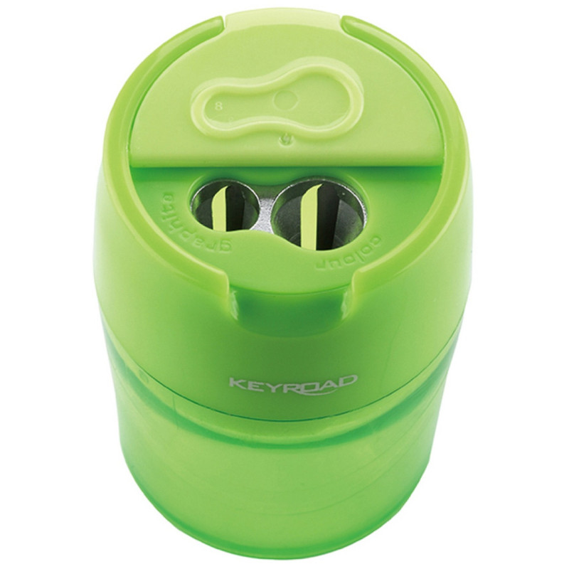 Temperówka KEYROAD Robby, aluminiowa, podwójna, z pojemnikiem, pakowane na displayu, mix kolorów