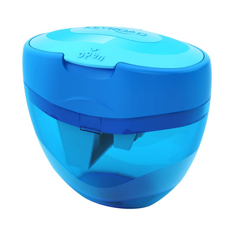 Temperówka KEYROAD Tris, plastikowa, potrójna, z pojemnikiem, pakowane na displayu, mix kolorów