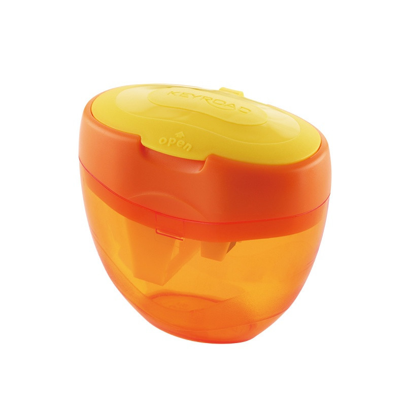 Temperówka KEYROAD Tris, plastikowa, potrójna, z pojemnikiem, pakowane na displayu, mix kolorów