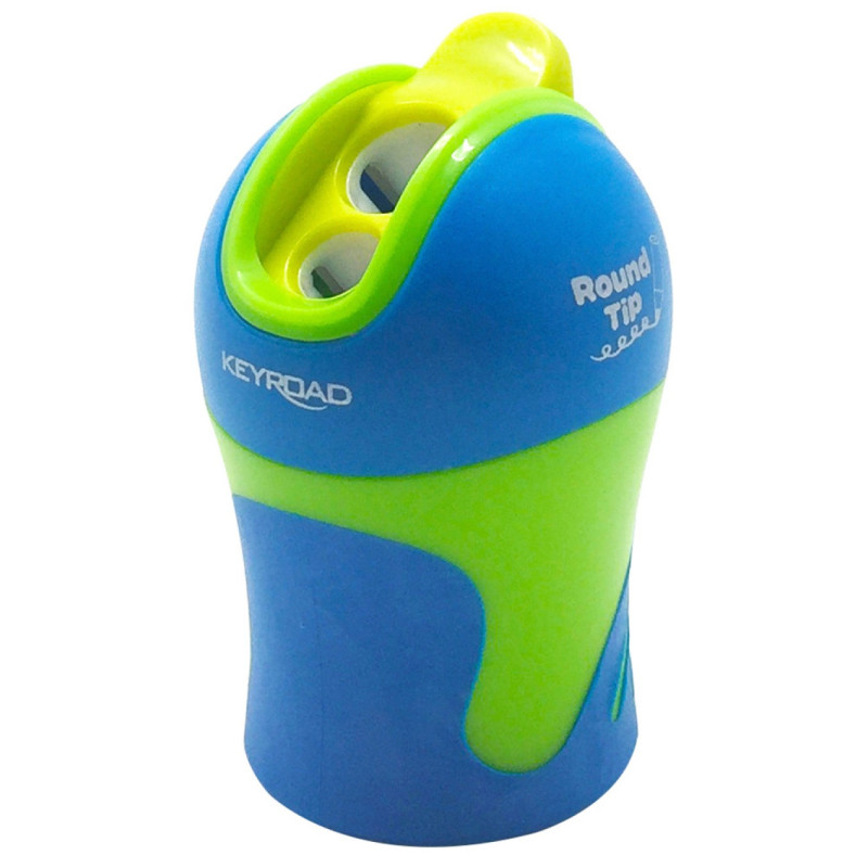 Temperówka KEYROAD Colour Special, plastikowa, podwójna, z pojemnikiem, ostrzenie zaokrąglone, pakowane na displayu, mix kolorów