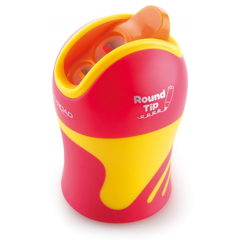 Temperówka KEYROAD Colour Special, plastikowa, podwójna, z pojemnikiem, ostrzenie zaokrąglone, pakowane na displayu, mix kolorów