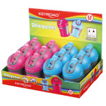 Temperówka KEYROAD Colour Special, plastikowa, podwójna, z pojemnikiem, ostrzenie w szpic, pakowane na displayu, mix kolorów