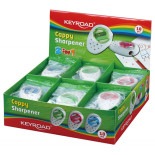 Temperówka KEYROAD Cappy, plastikowa, pojedyncza, z gumką, pakowane na displayu, mix kolorów