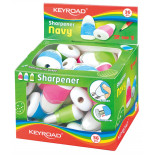 Temperówka KEYROAD Navy, plastikowa, pojedyncza, z gumką, pakowane na displayu, mix kolorów