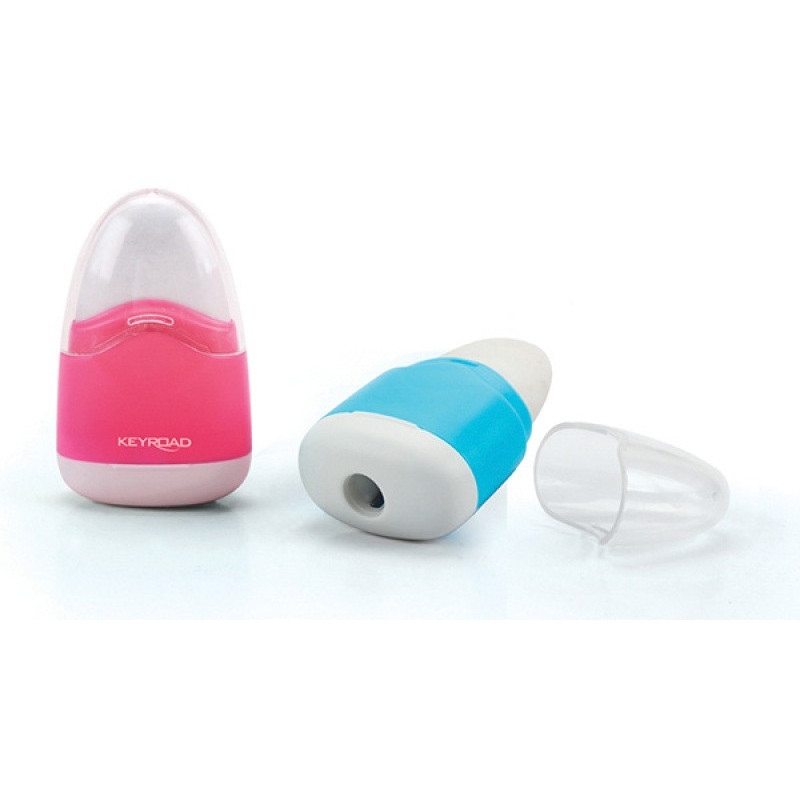 Temperówka KEYROAD Navy, plastikowa, pojedyncza, z gumką, pakowane na displayu, mix kolorów