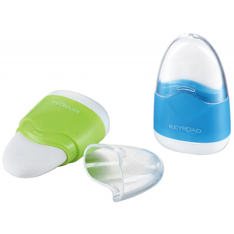 Temperówka KEYROAD Navy, plastikowa, pojedyncza, z gumką, pakowane na displayu, mix kolorów