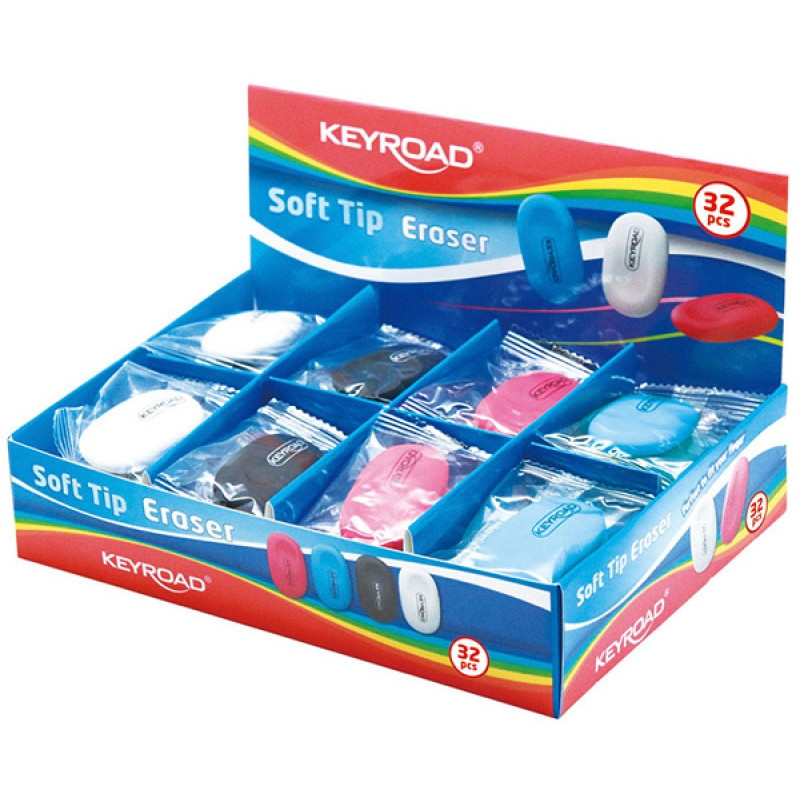 Gumka uniwersalna KEYROAD Soft Tip, pakowane na displayu, mix kolorów