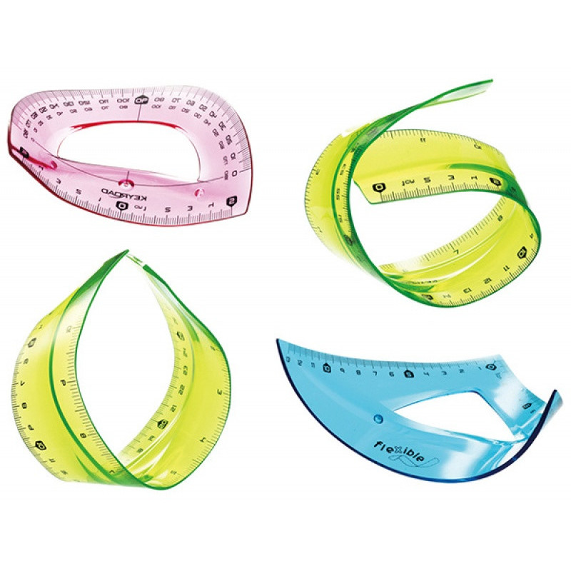 Zestaw geometryczny KEYROAD Flexible duży, z linijką 30cm, zawieszka, mix kolorów