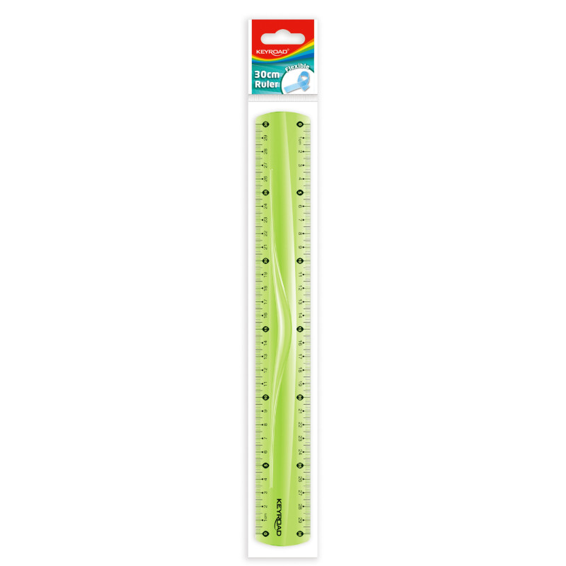 Linijka KEYROAD, 30cm, elastyczna, zawieszka, mix kolorów