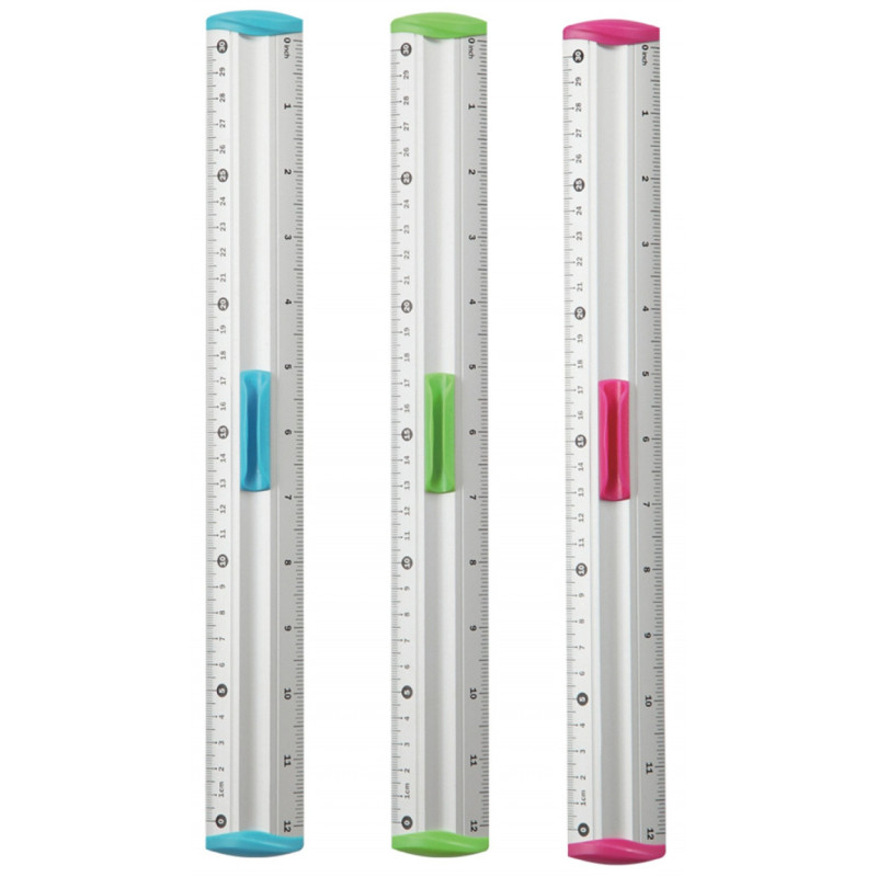 Linijka z uchwytem KEYROAD Measure Clip, 30 cm, pakowane w display, mix kolorów