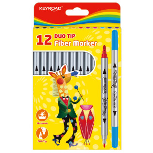 Flamastry KEYROAD Duo, 12szt., na zawieszce, mix kolorów