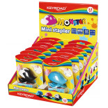 Zszywacz KEYROAD Mini+zszywki, zszywa do 20 kartek, pakowane na displayu, mix kolorów