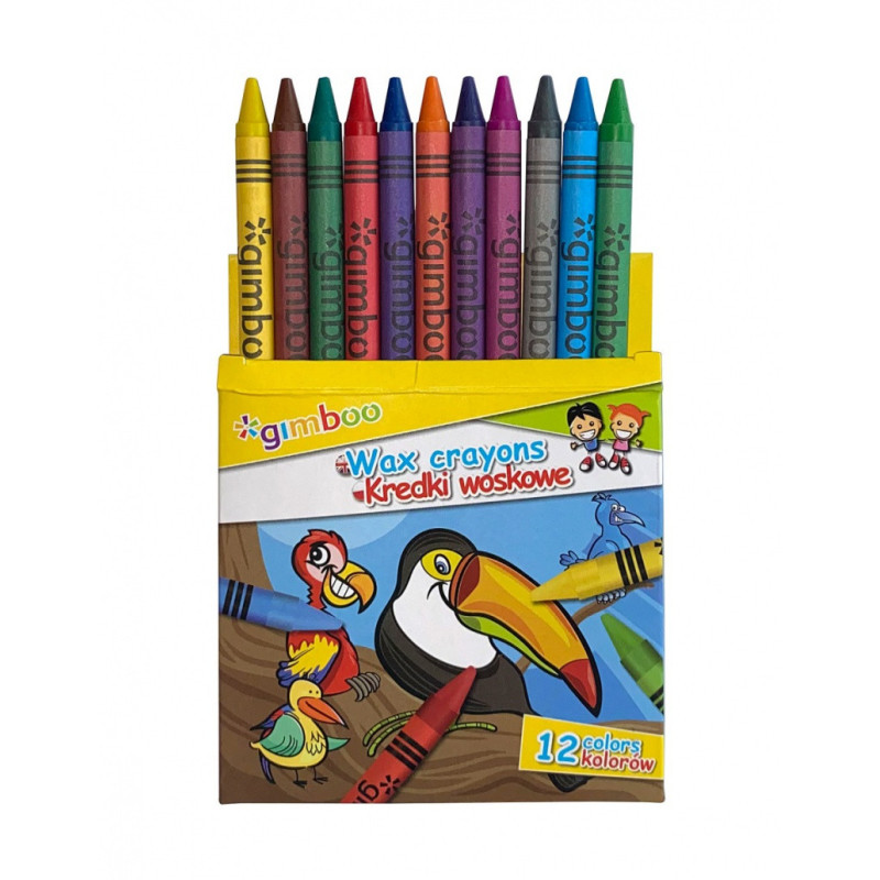 Kredki świecowe GIMBOO, 12szt., 8mm, mix kolorów