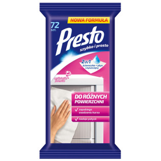 Ściereczki gospodarcze PRESTO, do różnych powierzchni, 72szt., białe