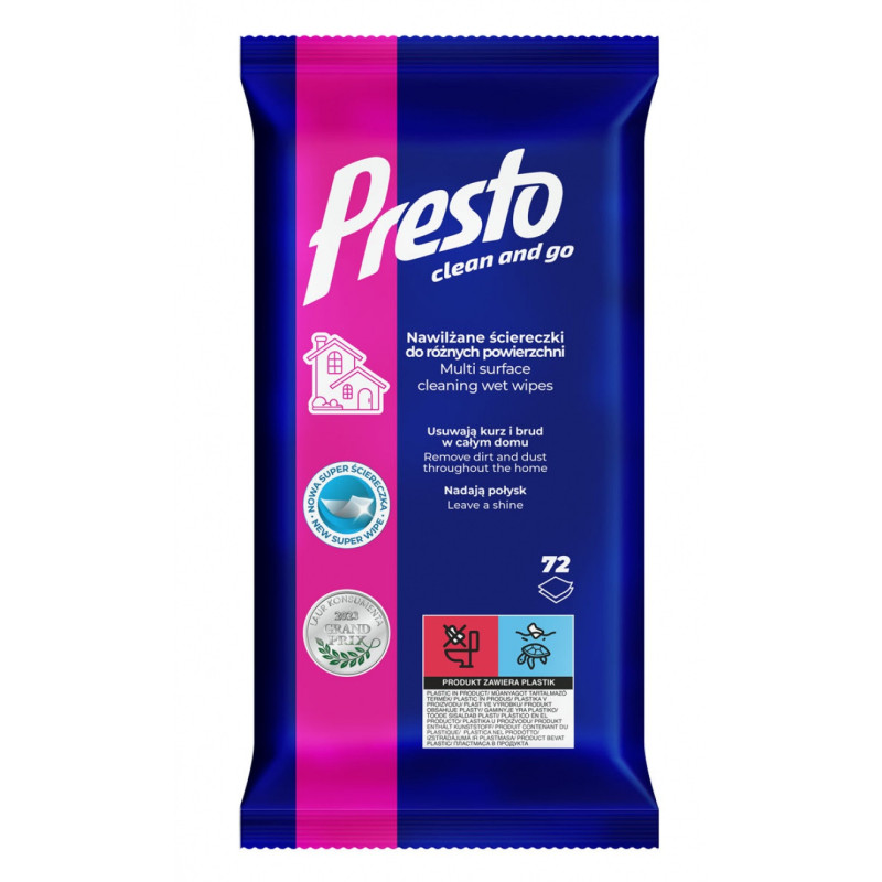 Ściereczki gospodarcze PRESTO, do różnych powierzchni, 72szt., białe