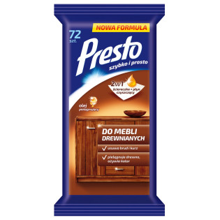 Ściereczki gospodarcze PRESTO, do mebli drewnianych, 72szt., białe