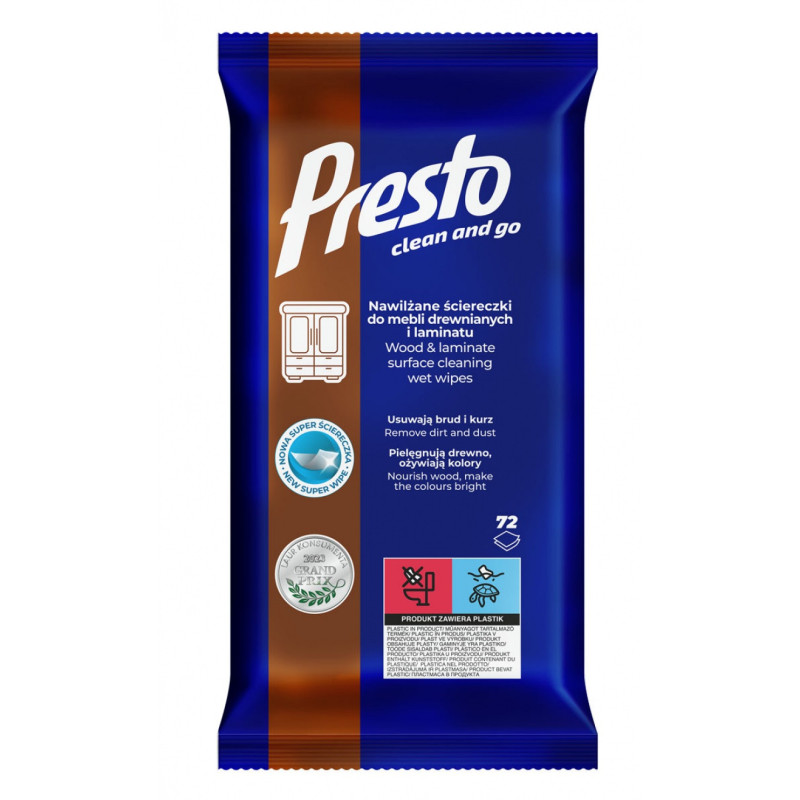 Ściereczki gospodarcze PRESTO, do mebli drewnianych, 72szt., białe