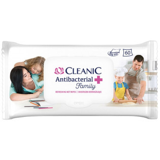 Chusteczki odświeżające CLEANIC Antybacterial Family, 60szt., białe
