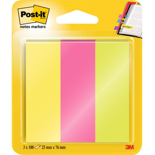 Zakładki indeksujące POST-IT® (671/3), papier, 25x76mm, 3x100 kart., mix kolorów