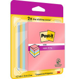 Kostka samoprzylepna POST-IT® Super Sticky (2028-SS-RBWC), 76x76mm, 1x440 kart., mix kolorów