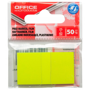 Zakładki indeksujące OFFICE PRODUCTS, PP, 25x43mm, 1x50 kart., zawieszka, żółte
