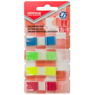 Zakładki indeksujące OFFICE PRODUCTS, PP, standard, 12x43mm, 4x35 kart., blister, mix kolorów