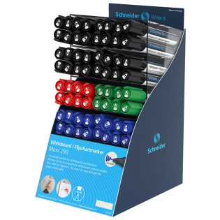 Display markerów do tablic i bloków do flipchartów SHNEIDER Maxx 290, 64 szt., mix kolorów