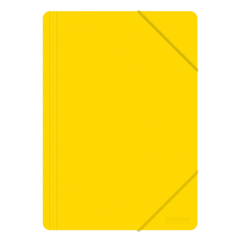Teczka z gumką OFFICE PRODUCTS, A4, PP, 500mikr., 3-skrz., żółta