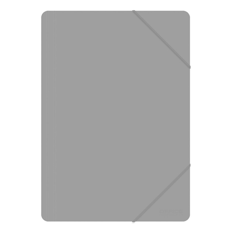 Teczka z gumką OFFICE PRODUCTS, A4, PP, 500mikr., 3-skrz., szara
