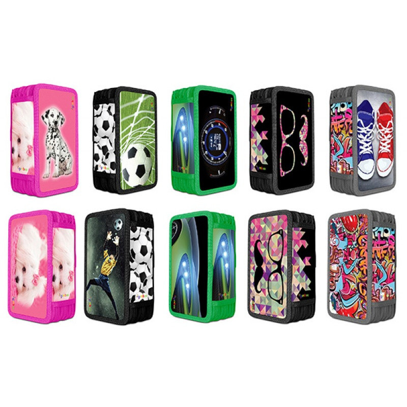 Piórnik szkolny GIMBOO, bez wyposażenia, 3 komory, mix kolorów