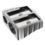 Temperówka KEYROAD Metal, aluminiowa, podwójna, pakowana na displayu, srebrna